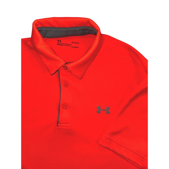 Under Armour Other - Under Armour Mens HeatGear Loose Fit Polo Shirt Orange Short Sleeve Large